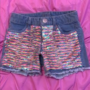 Multi colored Sequin Jean shorts!